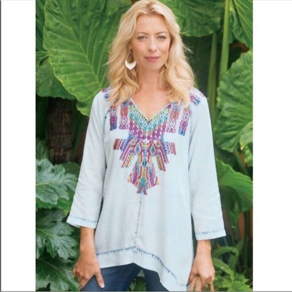 Soft Surroundings‎ Mixteca Embroidered Tunic Top Petite Medium - Picture 1 of 6